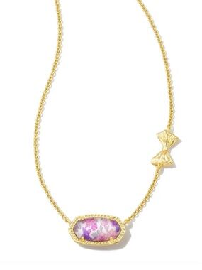 Love Shack Fancy X Kendra Scott Necklace with Pink & Purple Floral Stone